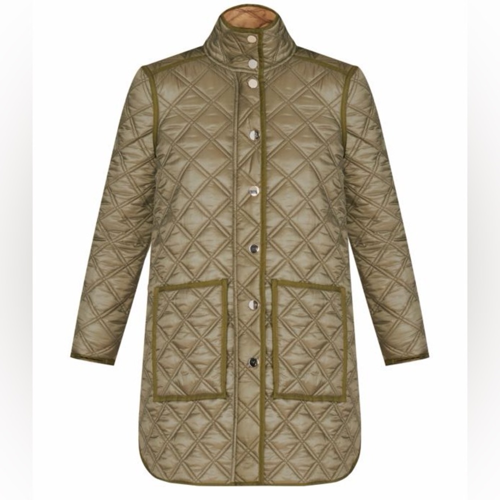 Veronica Beard Inigo Quilted Coat in Army Green